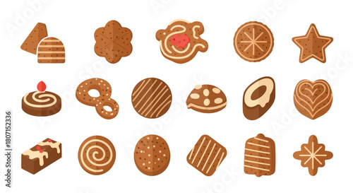 Selection of Iced Festive Confections Delicious Treat Icons