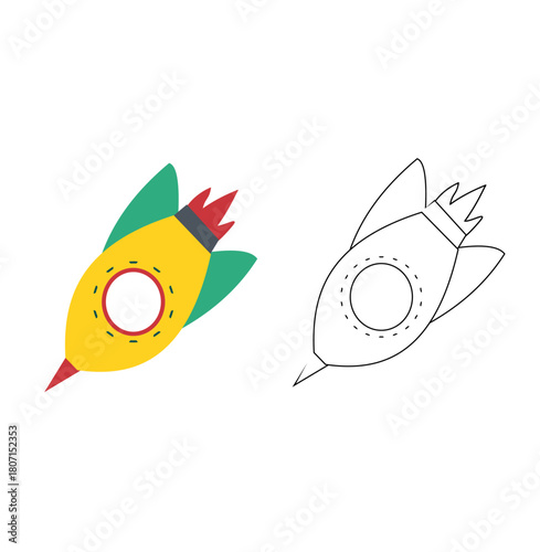 Rocket coloring page for kids