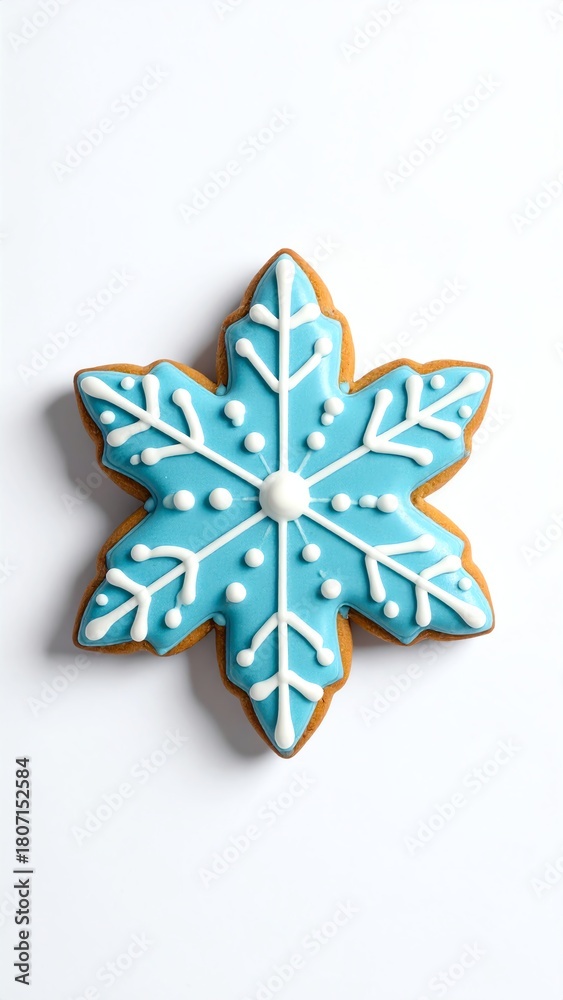 Fototapeta premium Decorated snowflake cookie for festive occasions.