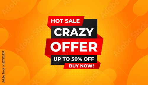 Crazy Sale offer Background. Sale banner design template. Vector illustration. Market promotion banner and crazy discount announcement background vector illustration