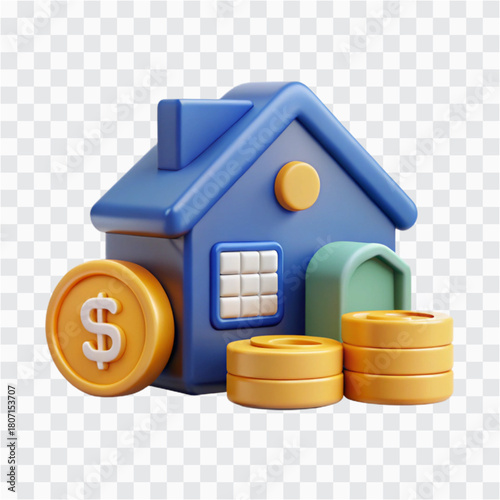 3D Home Mortgage Icon | Loan Calculation, Property Finance Symbol