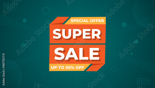 Super Sale Banner Template Abstract Vector Design. Super sale Poster Or Discount Tag  For Web Media And Market. Super Sale creative banner illustration