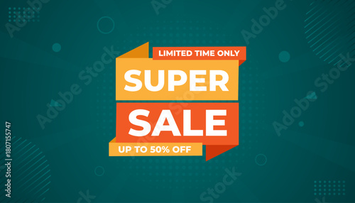 Super Sale Banner Template Abstract Vector Design. Super sale Poster Or Discount Tag  For Web Media And Market. Super Sale creative banner illustration