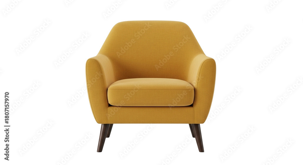 Fototapeta premium Yellow Armchair with Wooden Legs on Black Background (24) graphic