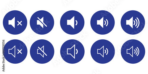 Black and White Speaker Volume Icons Set sound mute Isolated On Transparent Background