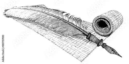 Chronicles Ink: Tale Paper's Journey | Clean, isolated vector art for creative projects.