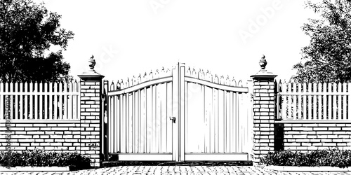 Timeless Elegance: Black White Gateway Classic World | Clean, isolated vector art for creative projects.