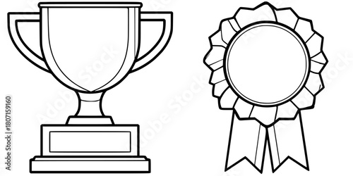 Stylish Ribbon Trophies Set | Clean, isolated vector art for creative projects.