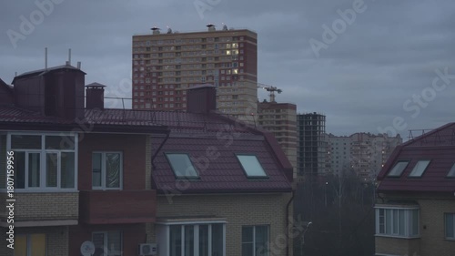 construction. sunset, life, high-rise bu