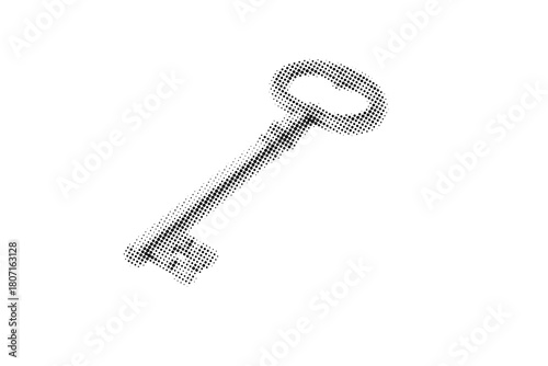 Vintage key halftone effect with dot texture