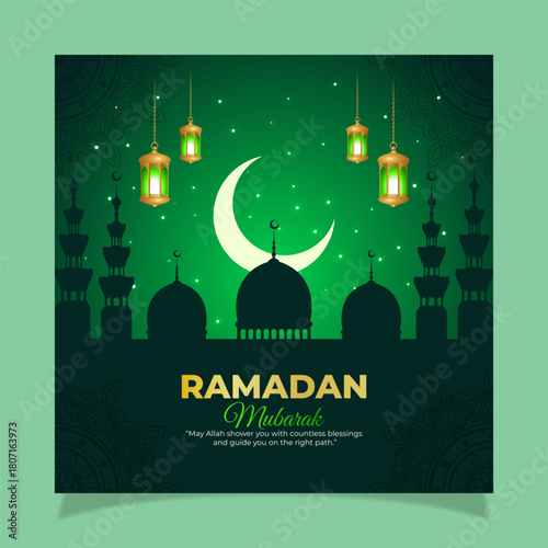 Vector illustration of Ramadan Kareem social media template