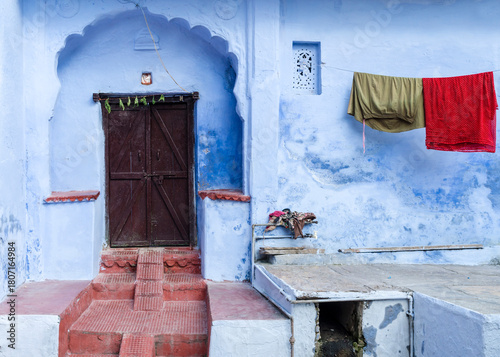 House painted in blue in Bundi, India