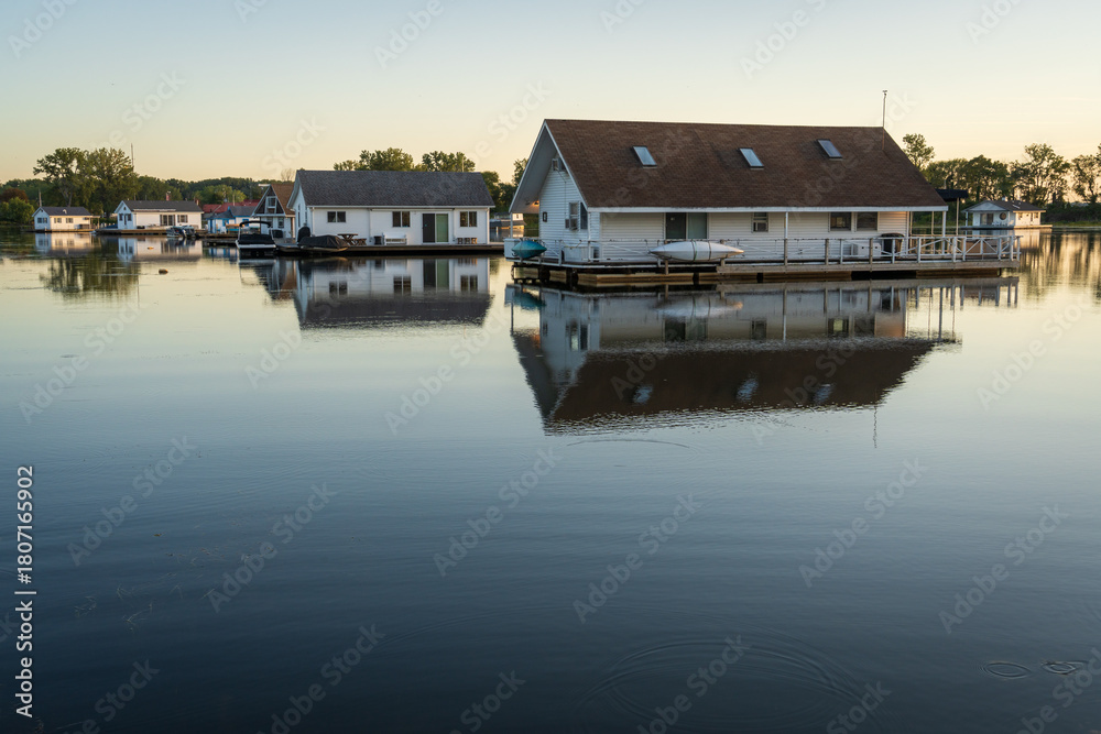 Fototapeta premium Floating homes, Presque Isle Houseboats in Erie, PA