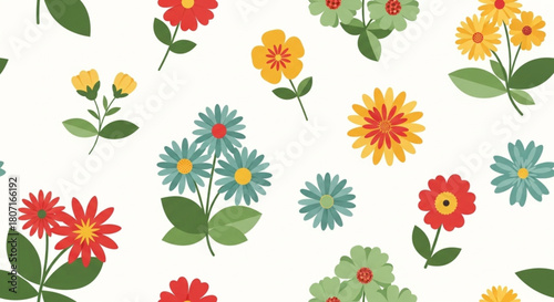 Charming floral pattern design for vibrant textiles, perfect for spring fashion and cheerful home decor projects that bring a playful, fresh aesthetic