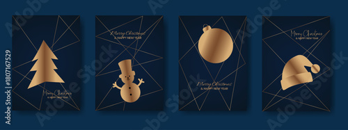 Merry Christmas and Happy New Year. Vector illustration templates for holiday greeting card, background, website and social media banner, marketing material.