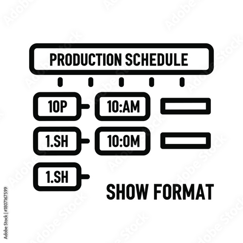 Simple icon representing a production schedule with times and show format, isolated on