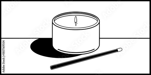 Elegant, minimalist candle modern holder, solitary serene. | Clean, isolated vector art for creative projects.