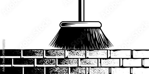 Sweeping Through Chimney | Clean, isolated vector art for creative projects.