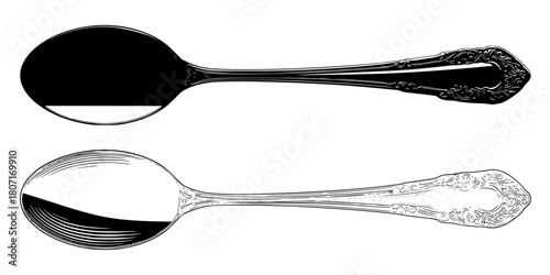 Elegant Spoonware Set: Timeless Classic | Clean, isolated vector art for creative projects.