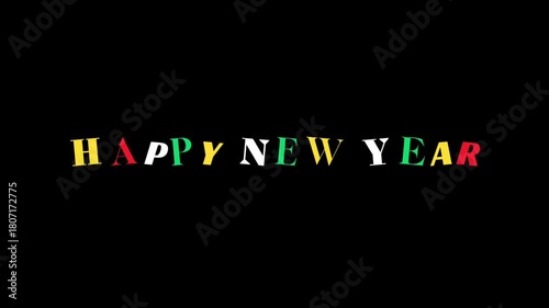 Wallpaper Mural Happy New Year animated text on black background Torontodigital.ca