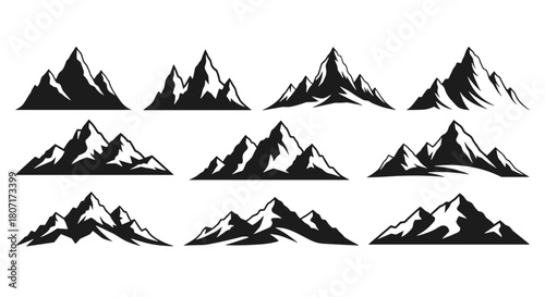 Mountain Silhouettes A Collection of Iconic Peaks for Design and Illustration
