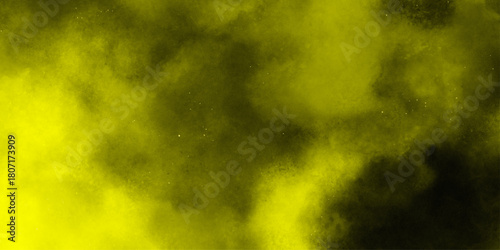 Powder dust smoke on color background beige with grunge texture . Yellow Fog or smoke color isolated background for effect . Watercolor paper textured aquarelle canvas for modern creative design. 