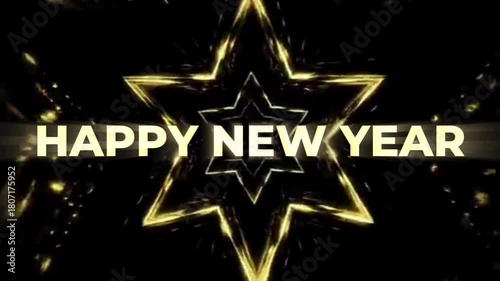 Wallpaper Mural Happy New Year animated text on black background Torontodigital.ca