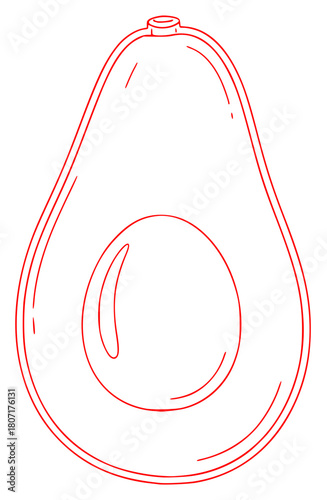 A line drawing of an avocado shape, baseball hat, draw, drawing, illustration, line, outline, against transparent background