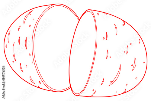 A pair of circular shapes with a pattern of small, curved lines and small, abstract shapes, apricot, draw, fruit, half, illustration, peach, against transparent background