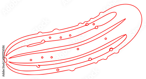 A line drawing of a cucumber, banana, courgette, draw, hot, illustration, line, outline, pickle, against transparent background