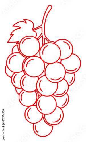 Fotografie A black and white line drawing of a bunch of grapes, black, grape, illustration,