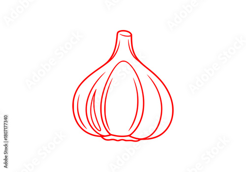 A line drawing of a garlic bulb on a plain , draw, drawing, garlic, illustration, onion, stem, against transparent background