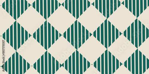 Seamless vector pattern with dark green gingham plaid texture, vintage country textile design, classic woven check background, decorative geometric retro style, rustic picnic or wrapping theme