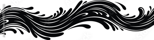 Abstract black stylized wave splash decorative element design