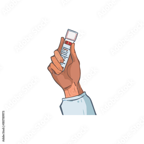 Hand Holding a Blood Sample Tube Medical Analysis Illustration