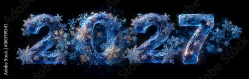 Frozen 2027 numbers with glowing snowflakes