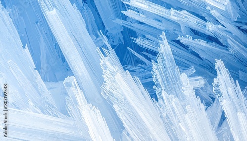 Foto Icy Winter Pattern with Jagged Frost Crystal Formations on Window in Shades of W