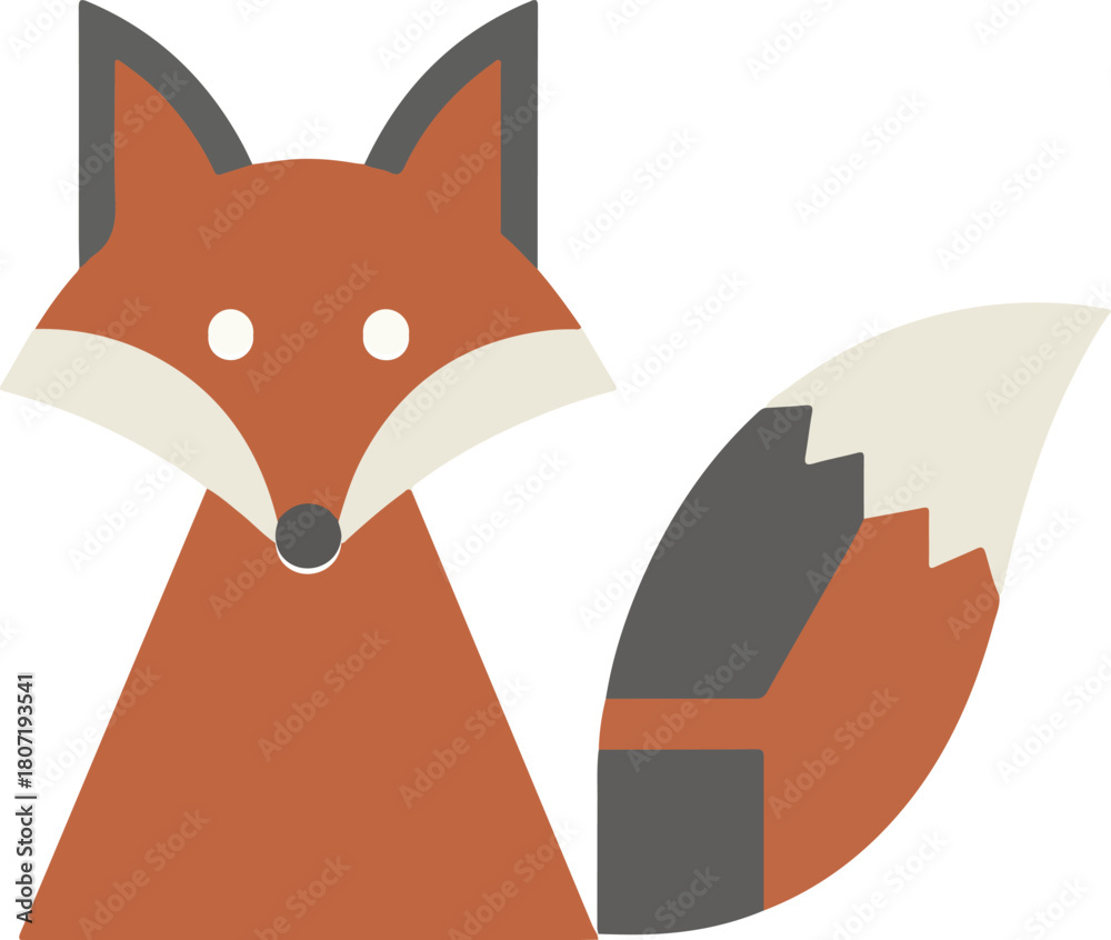 Obraz premium Cute red fox cartoon character with bright orange fur and a fluffy tail