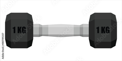 Dumbbell hexagon shape, isolated on white background. Dumbbell icon