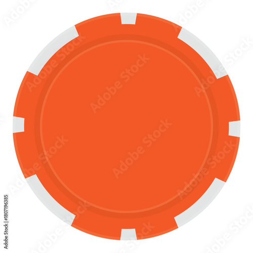 Orange chip for gambling. Blank or empty playing chip. Gambling token for poker, casino design element