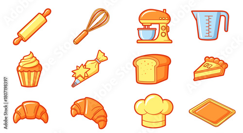 Baking tools and sweets for pastry shop creations, culinary delight and kitchen fun