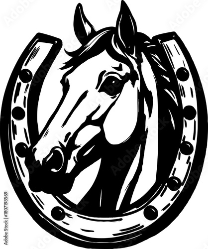 horse head in the horseshoe SVG, Horseshoe Svg, Horse Head Svg, Horse Head Horseshoe SVG