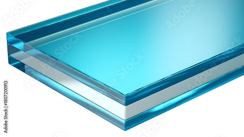 Dynamic Layered Glass Structure Featuring Vibrant Blue and Clear Panels for Innovative Architectural and Design Applications