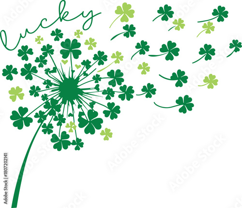 St. Patrick’s Day Svg, lucky SVG, Clover Leaf Svg, St Patricks Day Dandelion Shamrock