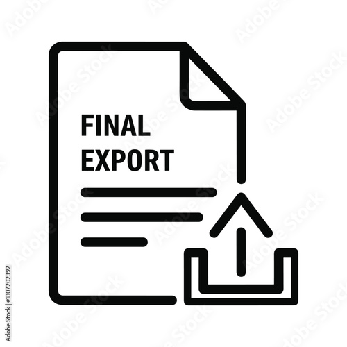 Document icon with text final export and upload arrow, isolated on