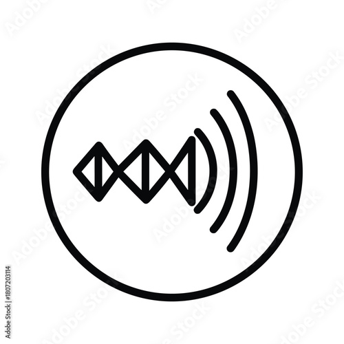 Abstract sound wave icon representing audio signal transmission, isolated on