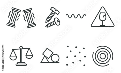 Abstract design with geometric shapes and symbols on dark background