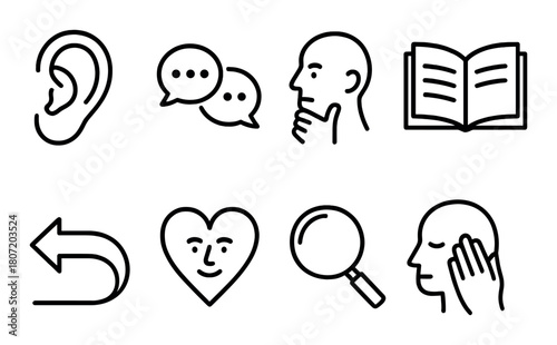 Wallpaper Mural Icons representing listening, communication, reading, and thinking Torontodigital.ca