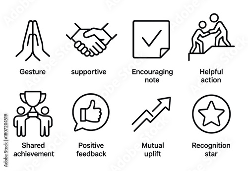 Icons of team support and encouragement