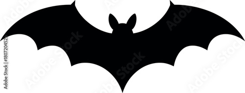 Black bat silhouette spread wings vector